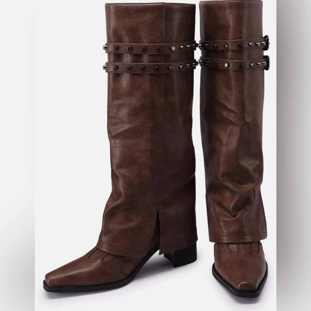 Brown Over the Knee Boots - Picture 2 of 6